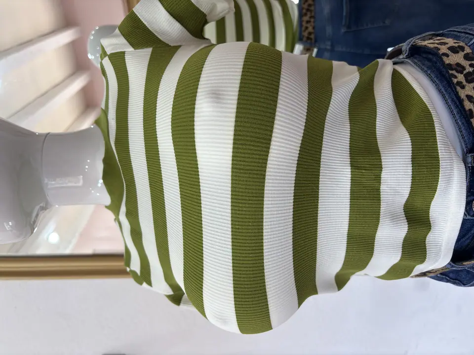 Blus verde con rayas beige
