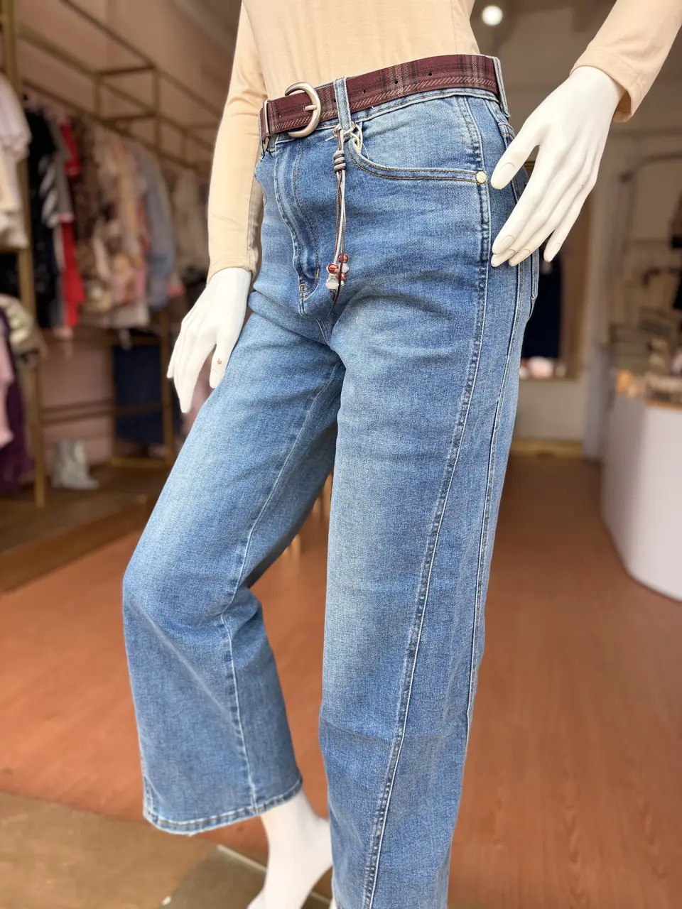 Pantalón cinturón cuadros