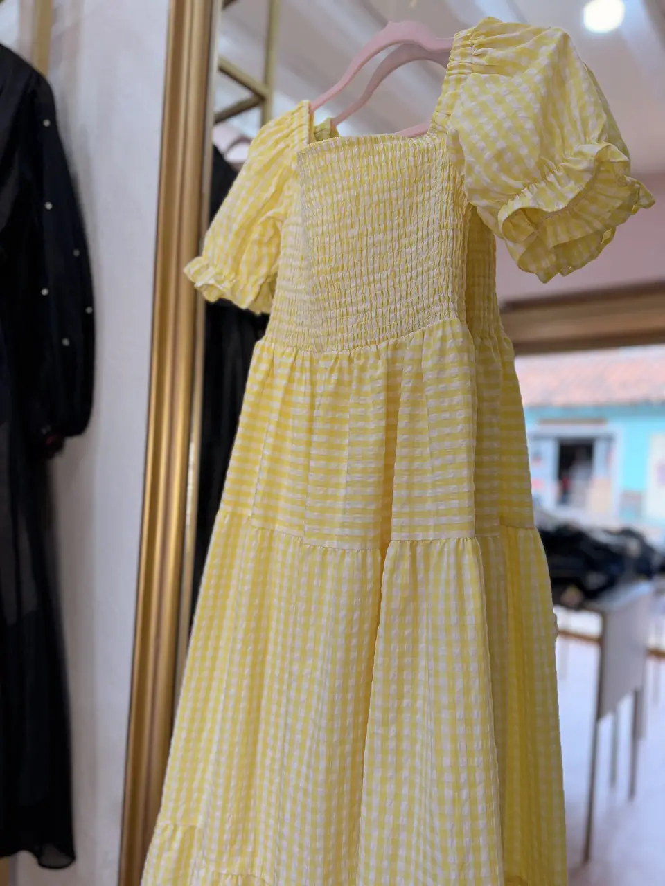 Vestido amarillo cuadros